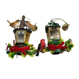 VTG Frosty Feathered Friends Christmas Ornaments Set of 2 "Warm Hearted Wishes"
